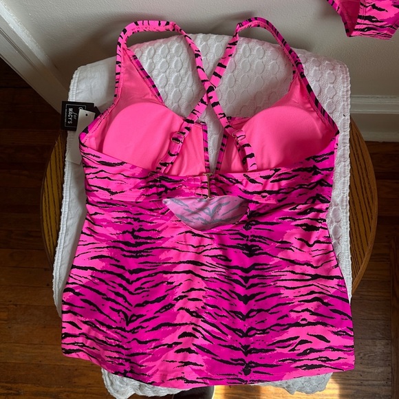 California Waves Animal Print Tankini Swimsuit V-Wire Padded Strappy NWT - Picture 5 of 17